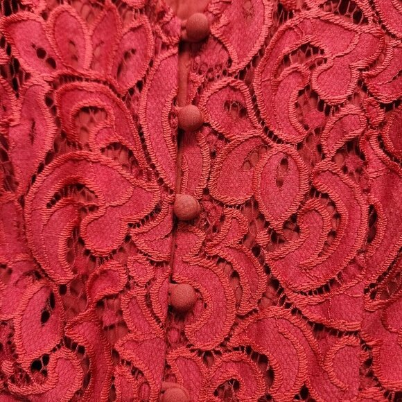 Anthropologie sz 4 Moulinette Soeurs Jaeda Red Lace Wide Leg Jumpsuit - Picture 8 of 16